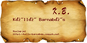 Kálló Barnabás névjegykártya