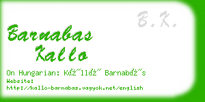 barnabas kallo business card